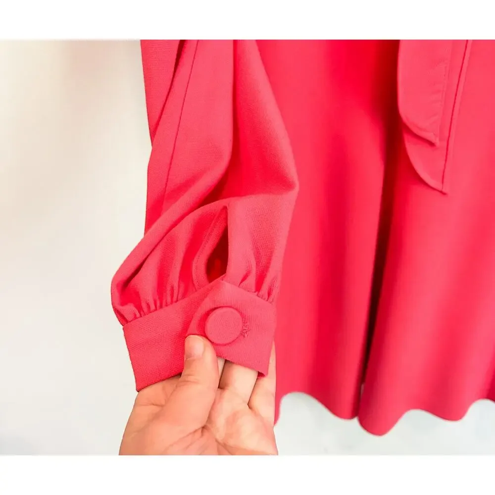 NEW Black Halo Ellen Front Tie Long Sleeve Dress Coral Size 6 - Picture 7 of 9